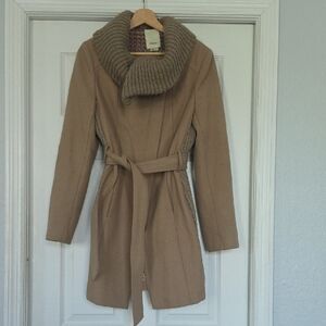 Anthropologie - Wool Tan Knit Collar Coat 6